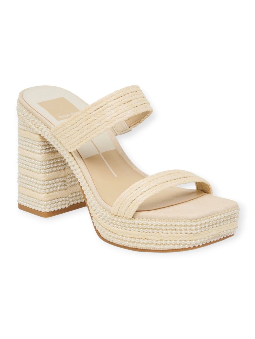 DOLCE VITA ALANI FAUX PEARL RAFFIA PLATFORM BLOCK HEEL SANDALS SIZE 9 **NWT** - Picture 9 of 14